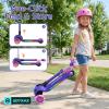 imageGotrax SK1 Foldable Electric Scooter for Kids 4 Full Body LED Light 90min Riding amp 5Mph Speed PushButton ThrottleampBattery Indicator 6 Wheelamp3 Adjustable Height 3 Wheel Escooter Gift PurplePuple