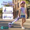 imageGotrax SK1 Foldable Electric Scooter for Kids 4 Full Body LED Light 90min Riding amp 5Mph Speed PushButton ThrottleampBattery Indicator 6 Wheelamp3 Adjustable Height 3 Wheel Escooter Gift PurpleViolet